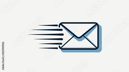 Fast email delivery with motion lines and envelope illustration for communication