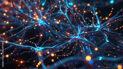 Neural Network Activity with Glowing Brain Connections, High-Resolution Concept Art	
