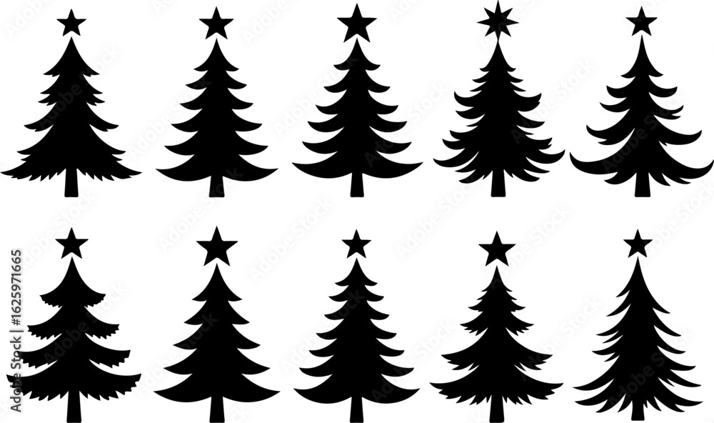 Obraz premium Christmas Tree holiday, pine tree, festive Vector Bundle