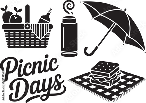 Picnic Days fun with basket, umbrella, and sandwich
