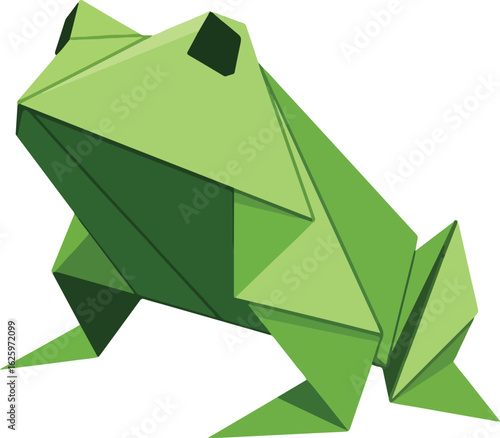 Origami Frog Vector Flat Green Design