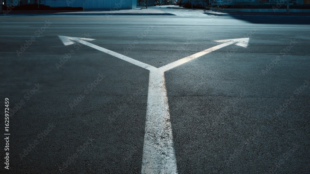 custom made wallpaper toronto digitalFork in road decision arrows on street, buildings in background, for business metaphor
