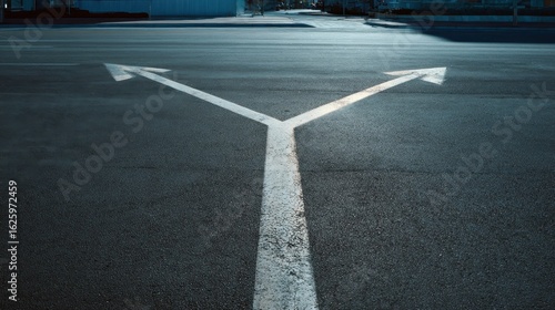Wallpaper Mural Fork in road decision arrows on street, buildings in background, for business metaphor Torontodigital.ca