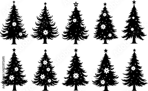 Christmas Tree holiday, pine tree, festive Vector Bundle