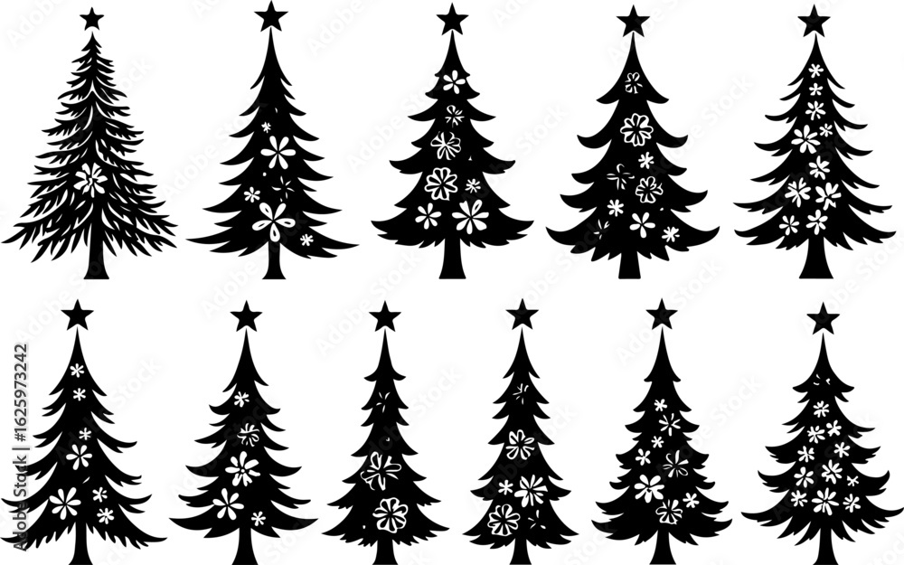 Obraz premium Christmas Tree holiday, pine tree, festive Vector Bundle