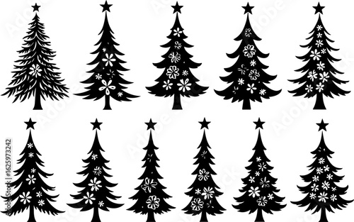 Christmas Tree holiday, pine tree, festive Vector Bundle