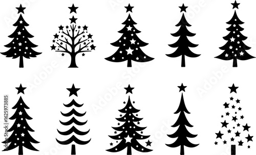 Christmas Tree holiday, pine tree, festive Vector Bundle