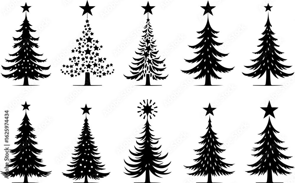Obraz premium Christmas Tree holiday, pine tree, festive Vector Bundle