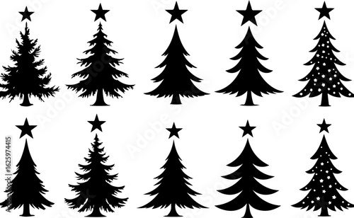 Christmas Tree holiday, pine tree, festive Vector Bundle