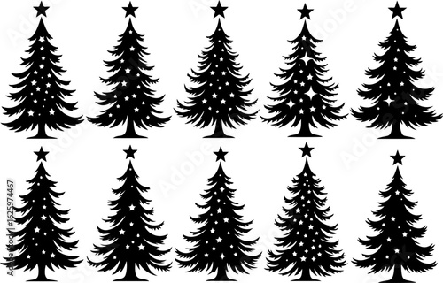 Christmas Tree holiday, pine tree, festive Vector Bundle