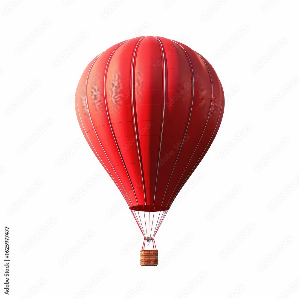 Fototapeta premium Red hot air balloon, isolated on white
