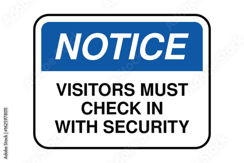 Visitors Must Check In With Security Sign — High Quality Vectorial Stock Image
