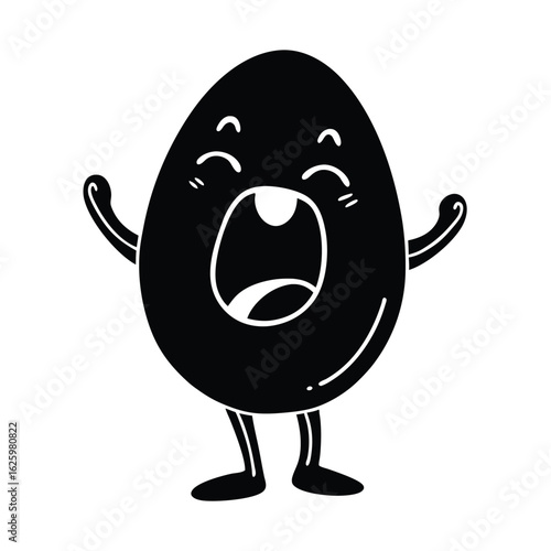 Cute egg yawning cartoon illustration