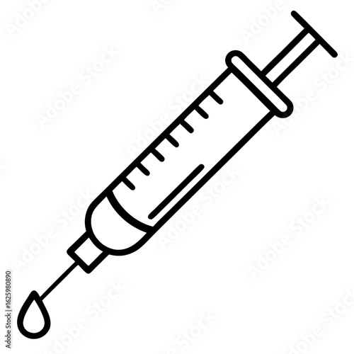 Medical Syringe Outline Drawing Vector