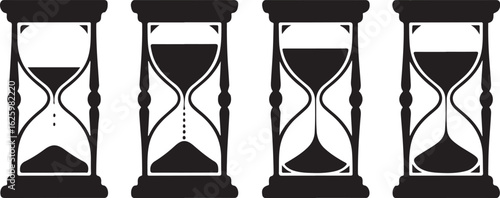 Sand watch icon set. Hourglass symbol. Flat vector illustration.