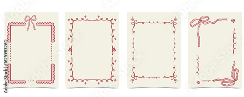 whimsical bow frame with pastel color art coquette style for kid and young birthday card template