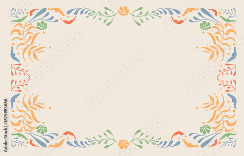 Vintage art flower frame background in nouveau line style for horizontal A4 design