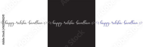 Raksha Bandhan calligraphy, text.  Raksha bandhan typography, banner, Happy raksha bandhan, Rakhi celebration in India.  Vector illustration. isolated on white and black background. EPS 10
