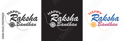 Raksha Bandhan calligraphy, text.  Raksha bandhan typography, banner, Happy raksha bandhan, Rakhi celebration in India.  Vector illustration. isolated on white and black background. EPS 10