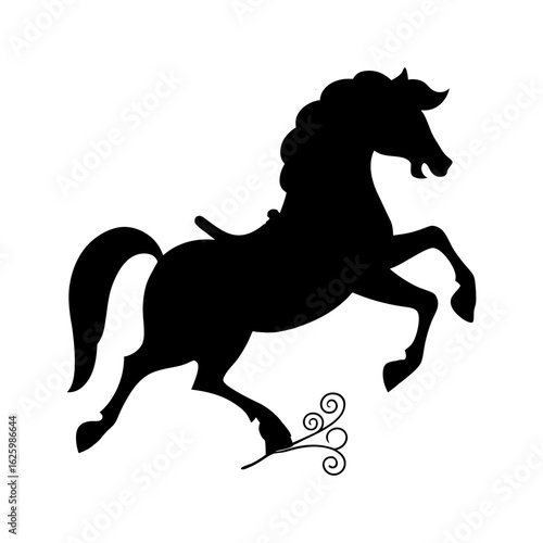 Black horse silhouette vector isolated on white background running wild stallion illustration