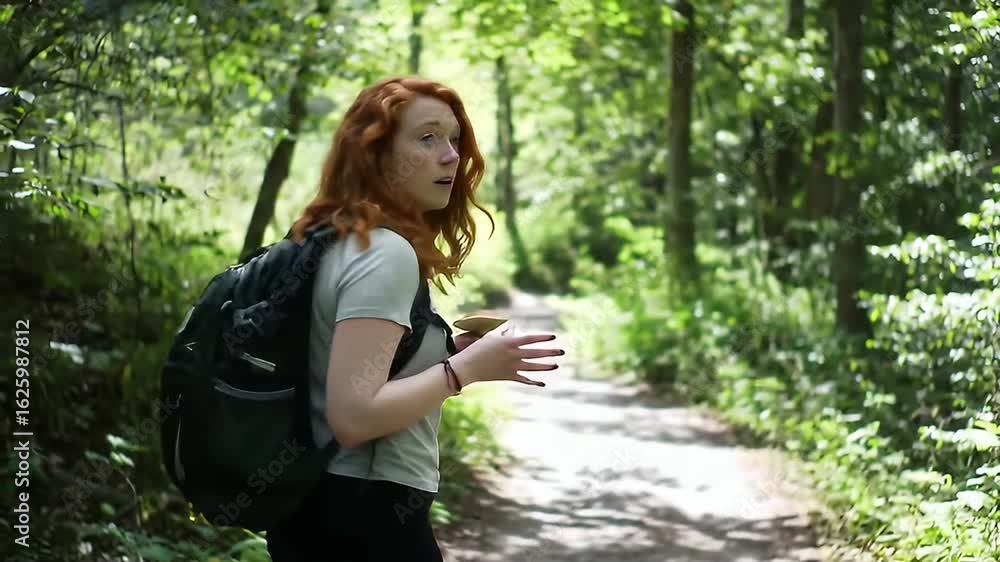 Person Hiking in Lush Forest Person Hiking in Lush Forest
