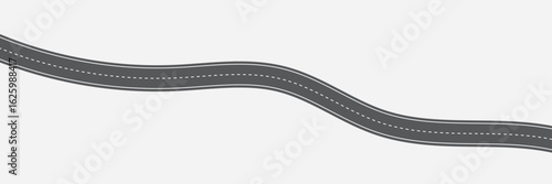 Top view on a curved highway road map. Roadmap diagram, Vector illustration.