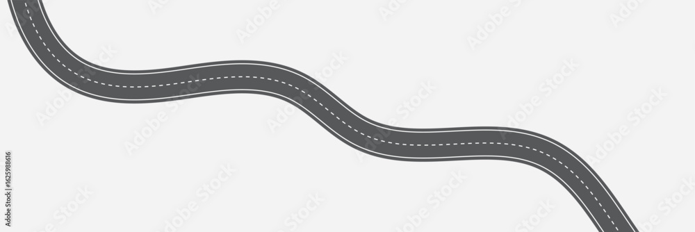 Fototapeta premium Top view on a curved highway road map. Roadmap diagram, Vector illustration.
