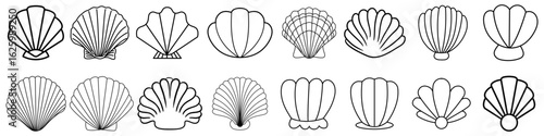 Adobe Illustrator Seashell vector icon set. Shell illustration sign collection. conch symbol. Sea Life web icons.