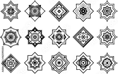 Geometric Floral Ornament Set Vector Bundle