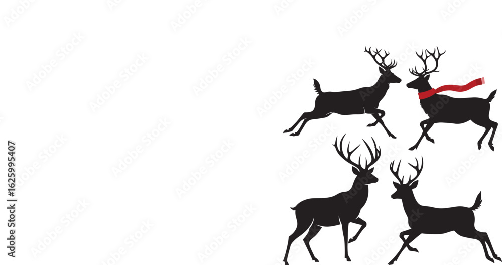 Fototapeta premium A vector illustration of a wild black deer silhouette with large antlers
