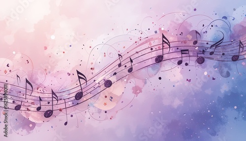 Delicate musical notes in pastel colors.