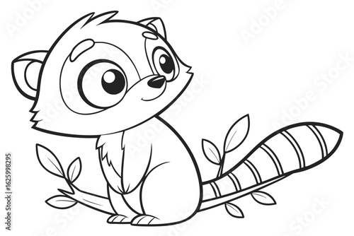 Cute cartoon animal, cute zoo pictures, coloring book pages for kids. Isolated line art on a white background