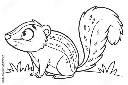 Cute cartoon animal, cute zoo pictures, coloring book pages for kids. Isolated line art on a white background