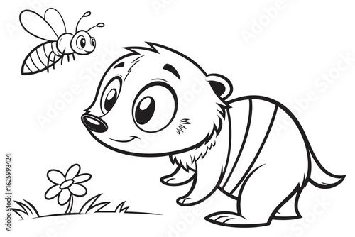 Cute cartoon animal, cute zoo pictures, coloring book pages for kids. Isolated line art on a white background