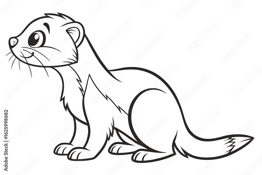 Obraz premium Cute cartoon animal, cute zoo pictures, coloring book pages for kids. Isolated line art on a white background