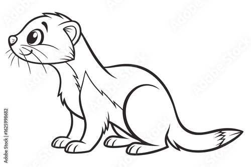 Cute cartoon animal, cute zoo pictures, coloring book pages for kids. Isolated line art on a white background