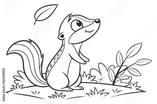 Cute cartoon animal, cute zoo pictures, coloring book pages for kids. Isolated line art on a white background