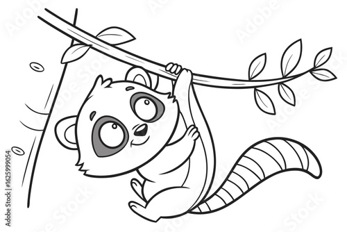Cute cartoon animal, cute zoo pictures, coloring book pages for kids. Isolated line art on a white background