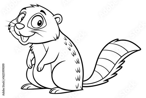 Cute cartoon animal, cute zoo pictures, coloring book pages for kids. Isolated line art on a white background
