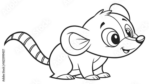 Cute cartoon animal, cute zoo pictures, coloring book pages for kids. Isolated line art on a white background