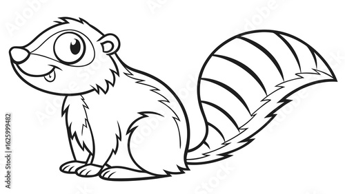 Cute cartoon animal, cute zoo pictures, coloring book pages for kids. Isolated line art on a white background