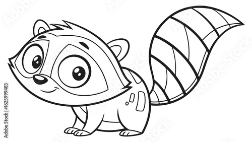 Cute cartoon animal, cute zoo pictures, coloring book pages for kids. Isolated line art on a white background