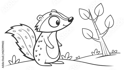 Cute cartoon animal, cute zoo pictures, coloring book pages for kids. Isolated line art on a white background