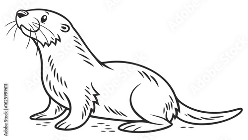 Cute cartoon animal, cute zoo pictures, coloring book pages for kids. Isolated line art on a white background