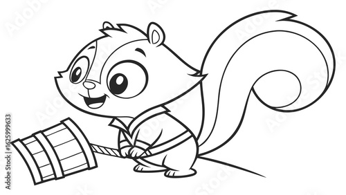 Cute cartoon animal, cute zoo pictures, coloring book pages for kids. Isolated line art on a white background
