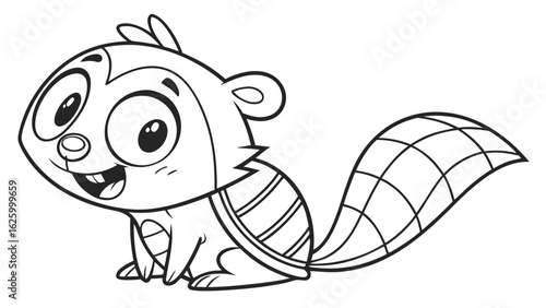 Cute cartoon animal, cute zoo pictures, coloring book pages for kids. Isolated line art on a white background
