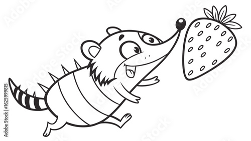 Cute cartoon animal, cute zoo pictures, coloring book pages for kids. Isolated line art on a white background