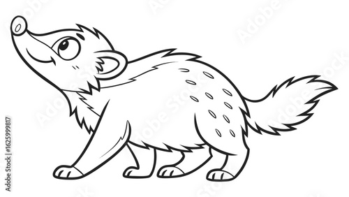Cute cartoon animal, cute zoo pictures, coloring book pages for kids. Isolated line art on a white background