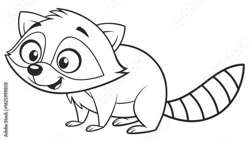 Cute cartoon animal, cute zoo pictures, coloring book pages for kids. Isolated line art on a white background