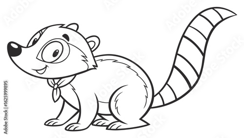 Cute cartoon animal, cute zoo pictures, coloring book pages for kids. Isolated line art on a white background